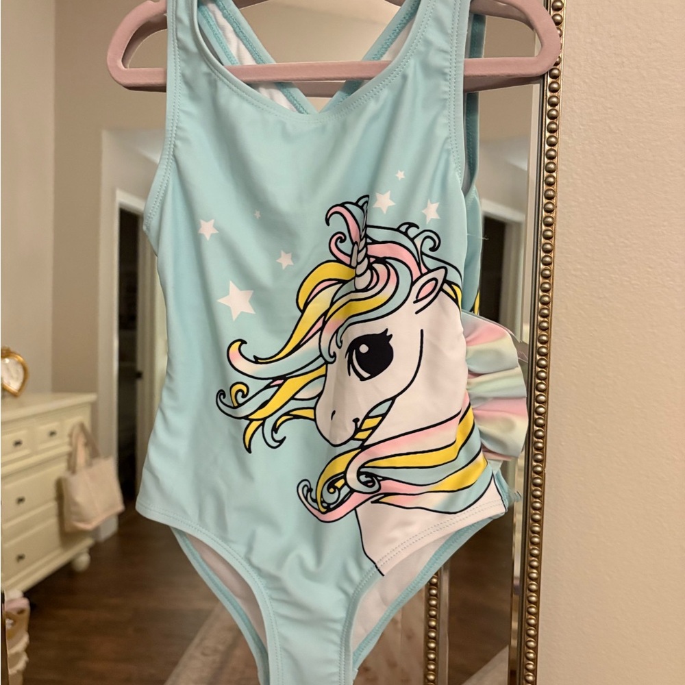 Ingear Kids Swim One Piece - Light Blue with Unicorn Design